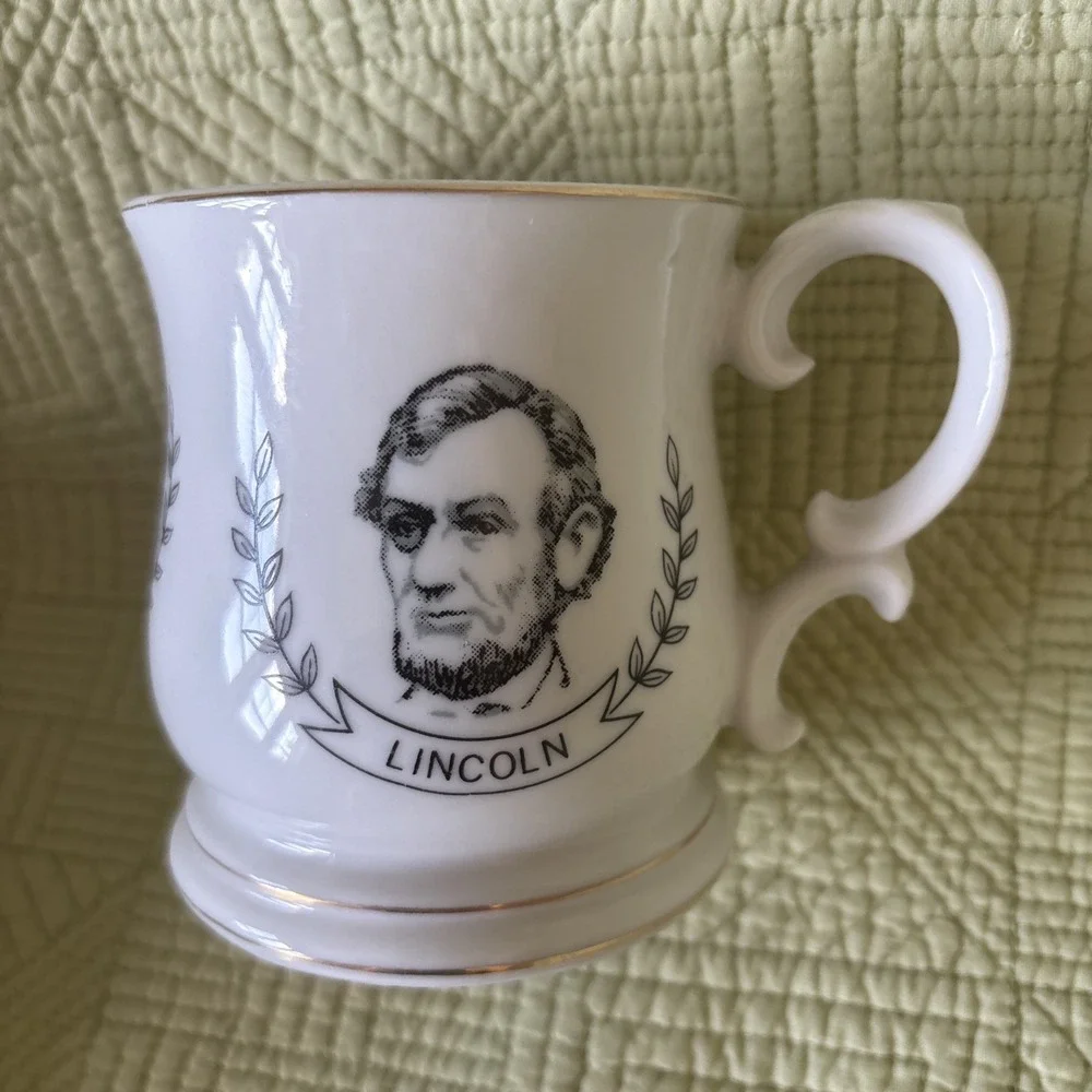 Vintage Lincoln Grant Rosevelt Presidential Shaving Mustache Mug Scroll Handle